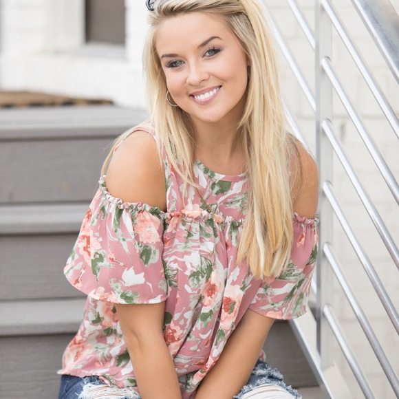 Pink Lily Boutique floral cold shoulder blouse - Picture 3 of 6